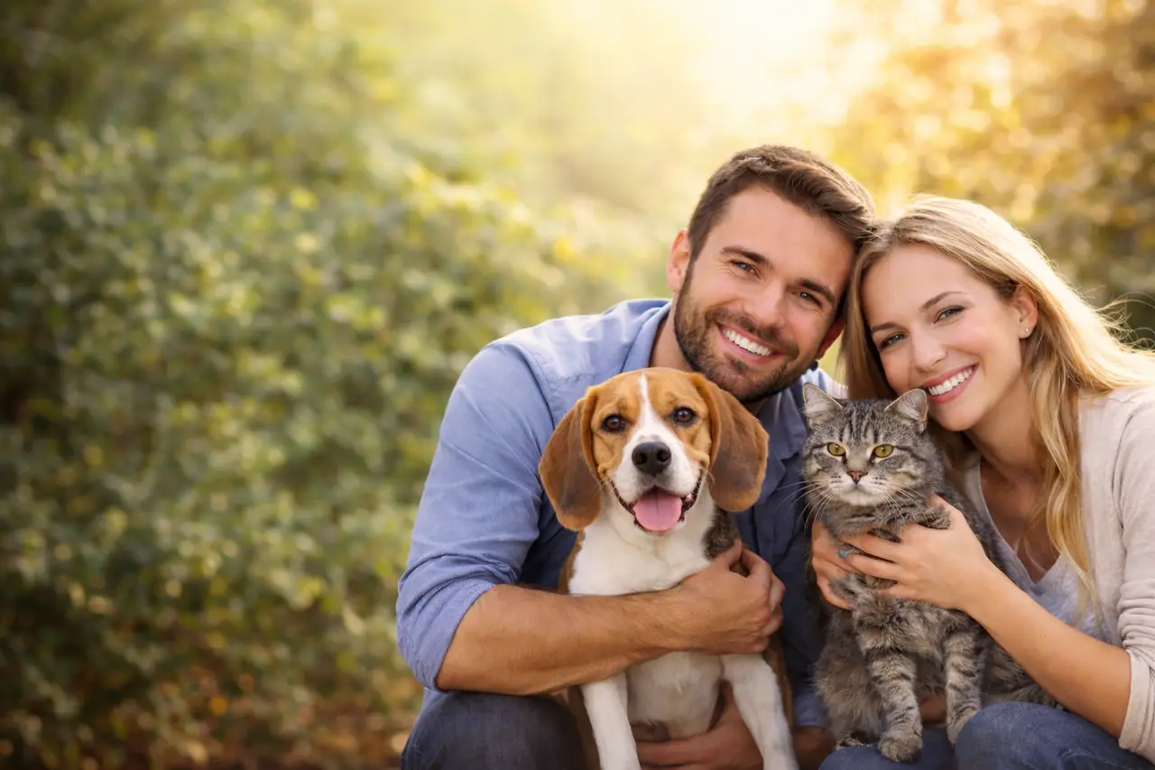 Hund wird in der Tierarztpraxis fürsorglich untersucht